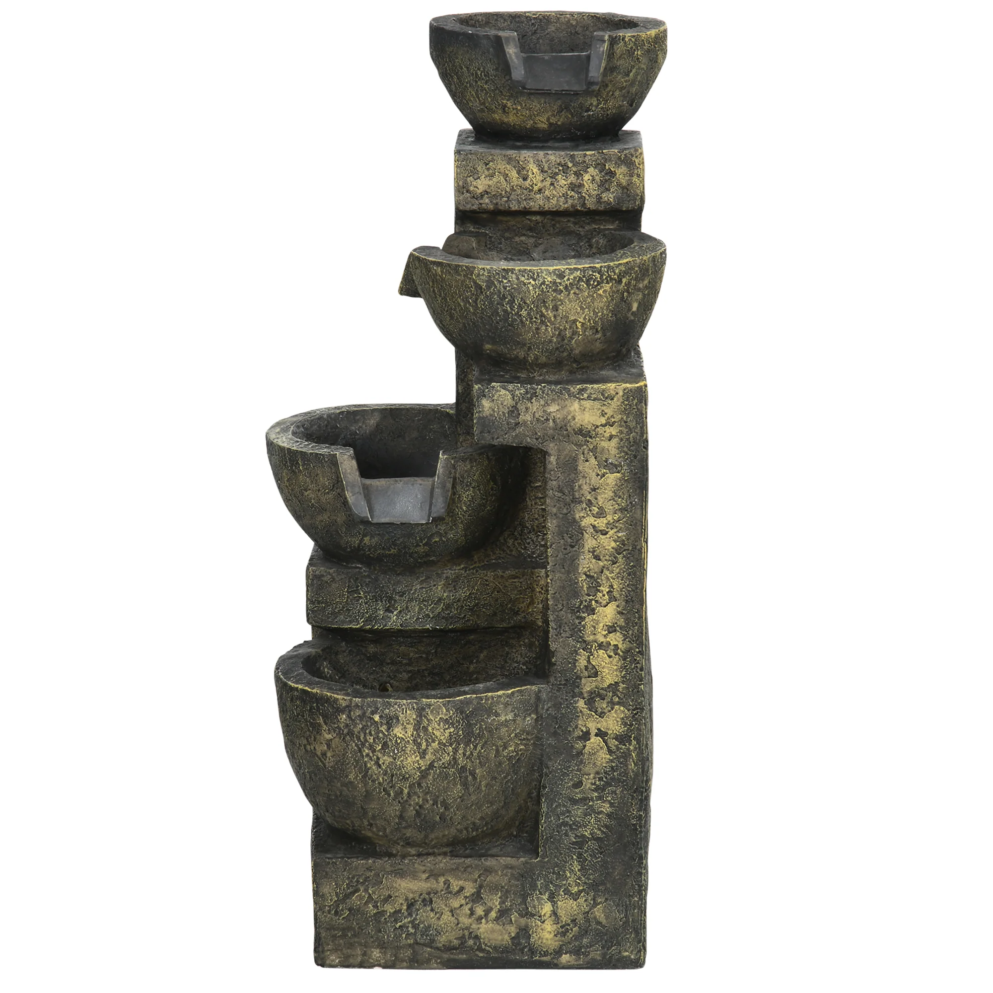 Outsunny Tuin fontein 25x24x60 cm, verstelbare stroom, 60 cm hoog, zwart