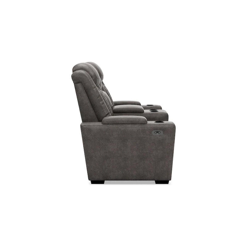 Signature Design by Ashley HyllMont Gray Power Reclining Loveseat with Console - 71.75 W x 39 D x 44 H