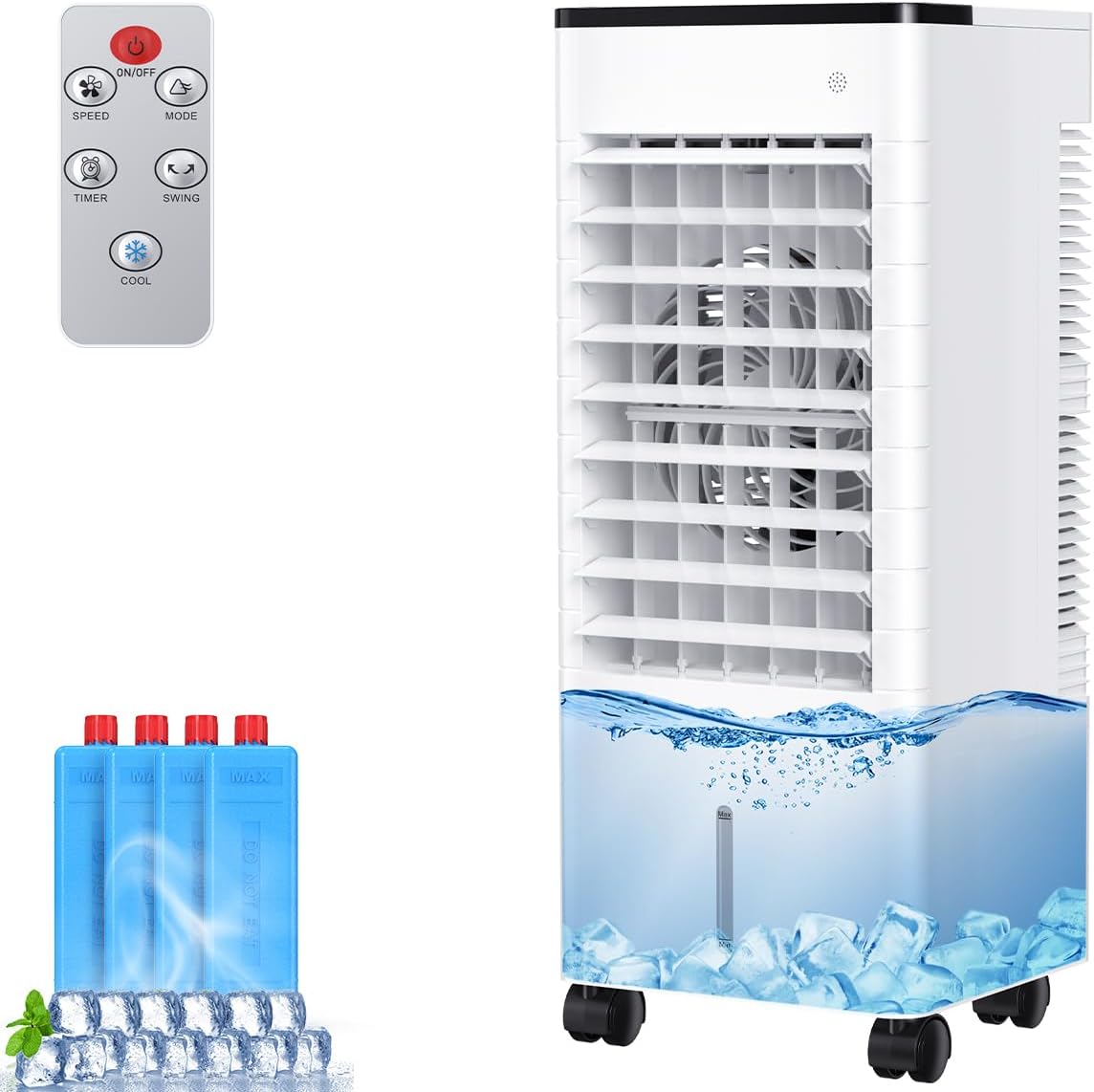 Klimaanlage Mobil, Klimageräte Tragbarer Luftkühler Ventilator mit Wasserkühlung 6L, 15H Timer, 3 Modus Geschwindigkeit, Air Conditioner Klimaanlage Ohne Abluftschlauch für Zuhause Dachgeschoss Büro