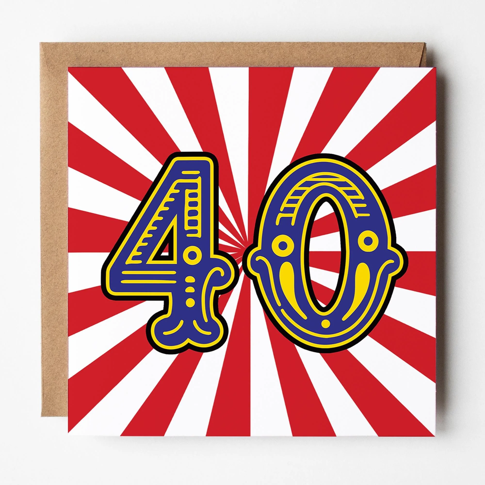 40th Birthday Card: Circus Theme with Kraft envelope