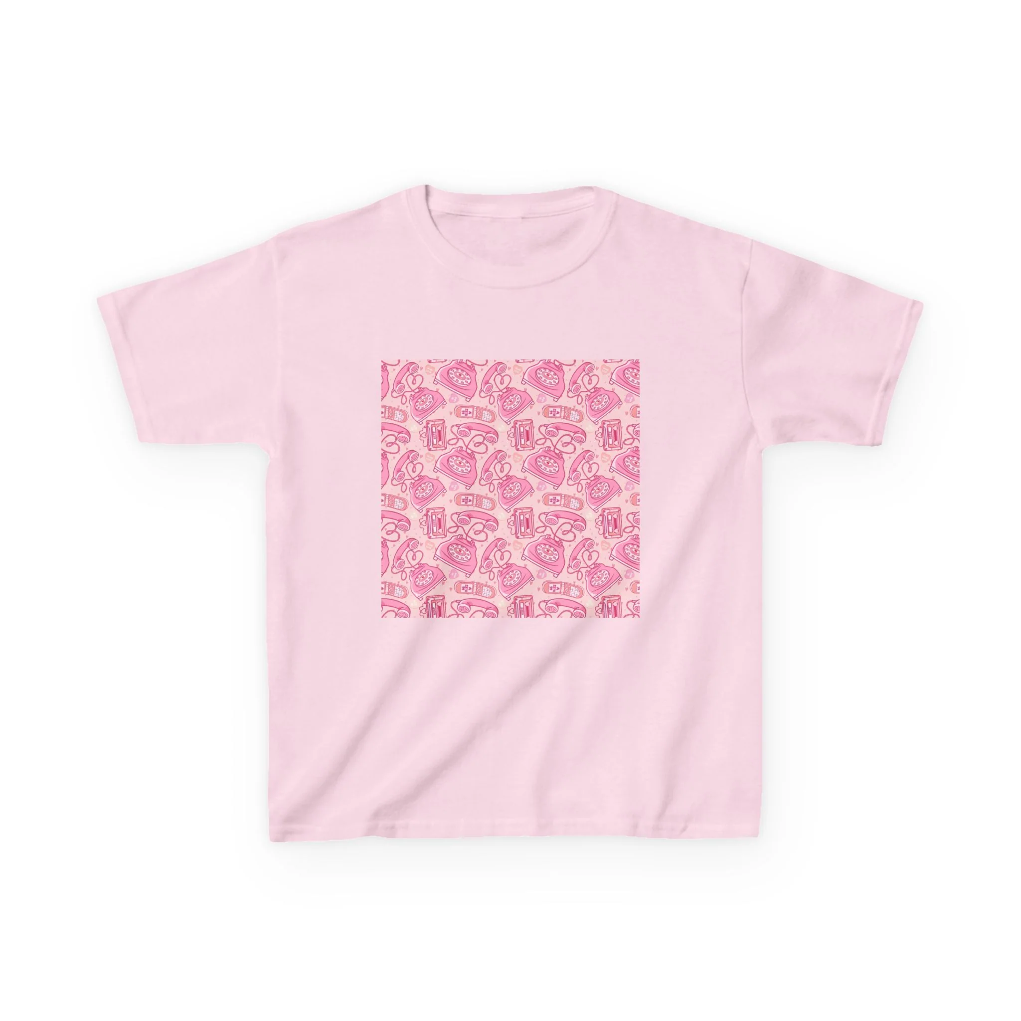 Pink Cute Animals Pattern Kids T-Shirt | Square Graphic Tee