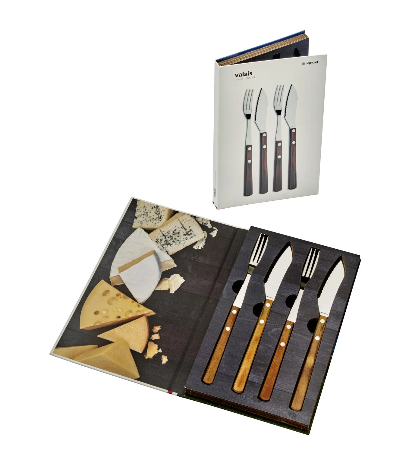 Valais Cheese Cutlery Set, Dark Wood