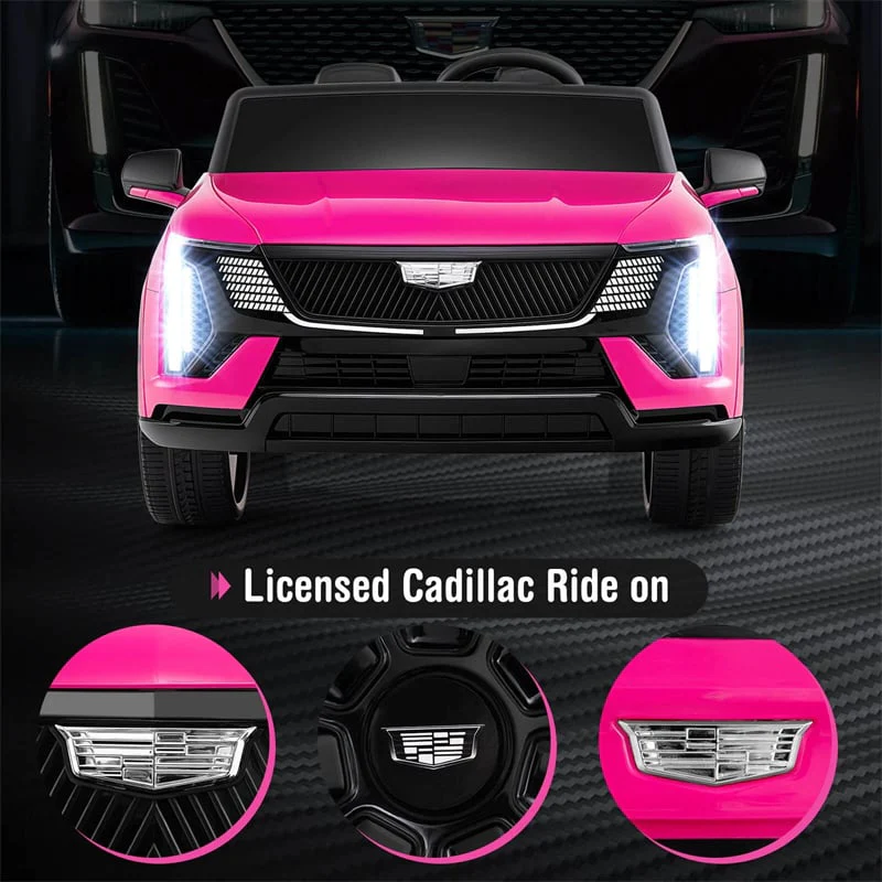 24V 2-Seater Ride-On Truck, Licensed Cadillac Kids Electric Car with Remote Control, 3 Speeds, LED Lights & Spring Suspension for Ages 3+