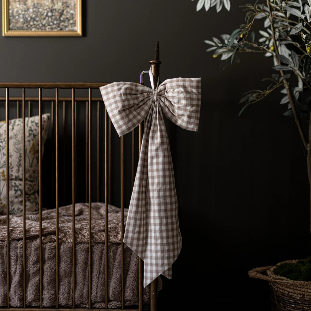 Beige Gingham Fabric Bows