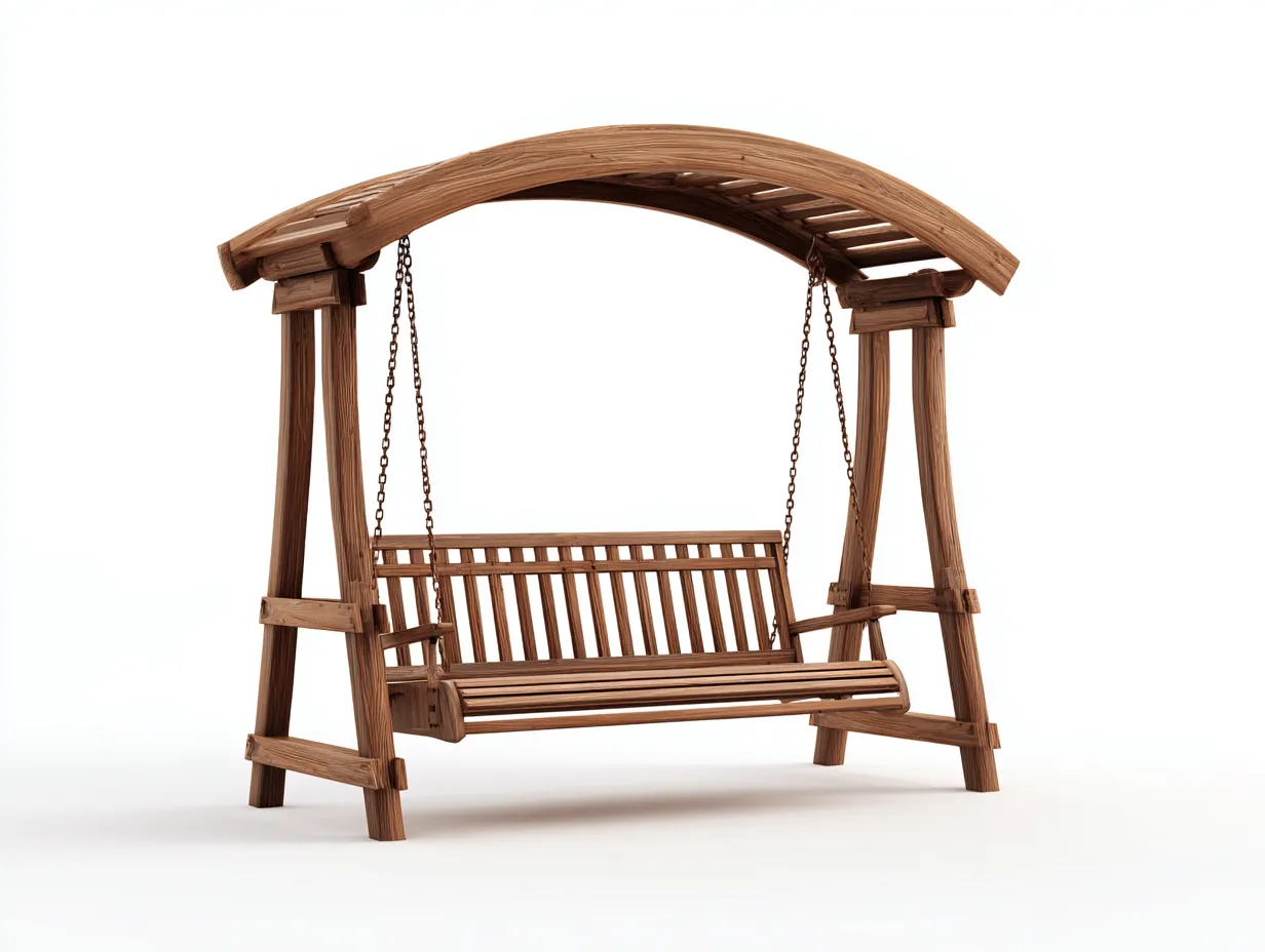 Dondolo da giardino - Legno-Metallo - 210x120x205 cm - Legno naturale - Design rustico