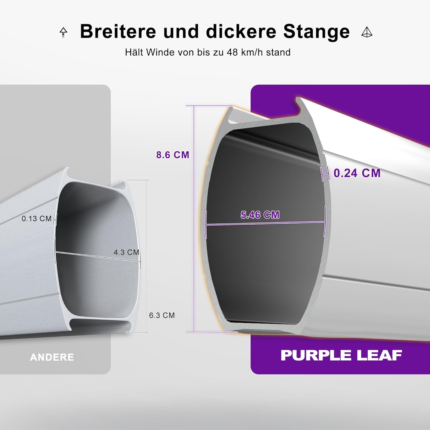 PURPLE LEAF Sonnenschirm Rechteckig 300 x 365 cm Ampelschirm Groß Stabil Marktschirm Groß 360° Rotation, Gartenschirm mit Kurbel, XXL Sonnenschutz UV50+, Beige