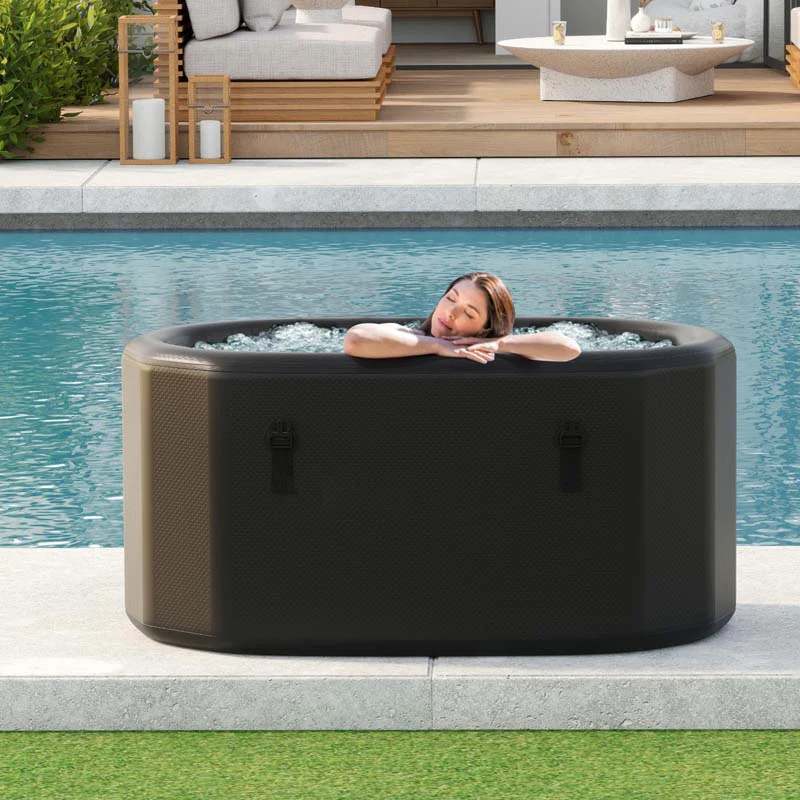 XL 129 Gal Oval Ice Bath Tub with Cover, Portable Inflatable Cold Plunge Tub with Backpack & Pump, Water Chiller Compatible for Cold Therapy