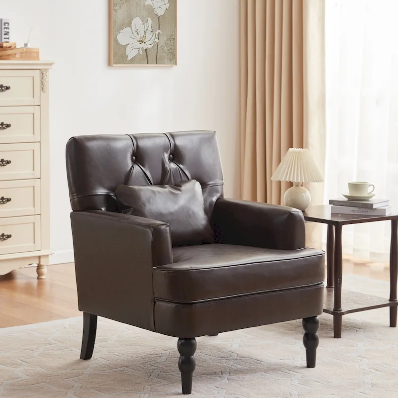Set of 2 Arm Chair Upholstered Button Tufted Accent Chair with Lumbar Pillow Beige/ Grey/ Light Blue