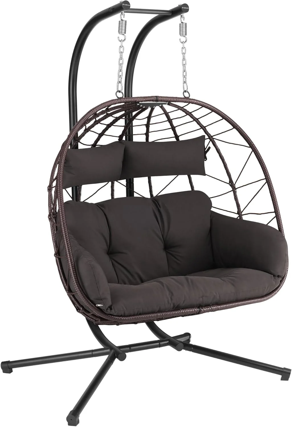 Hanging Chair with Stand, Cushion and Pad XXL | 2 People | Indoor and Outdoor Hanging Swing | Metal Structure, Garden/Terrace Swing, Egg Chair, Hanging Basket