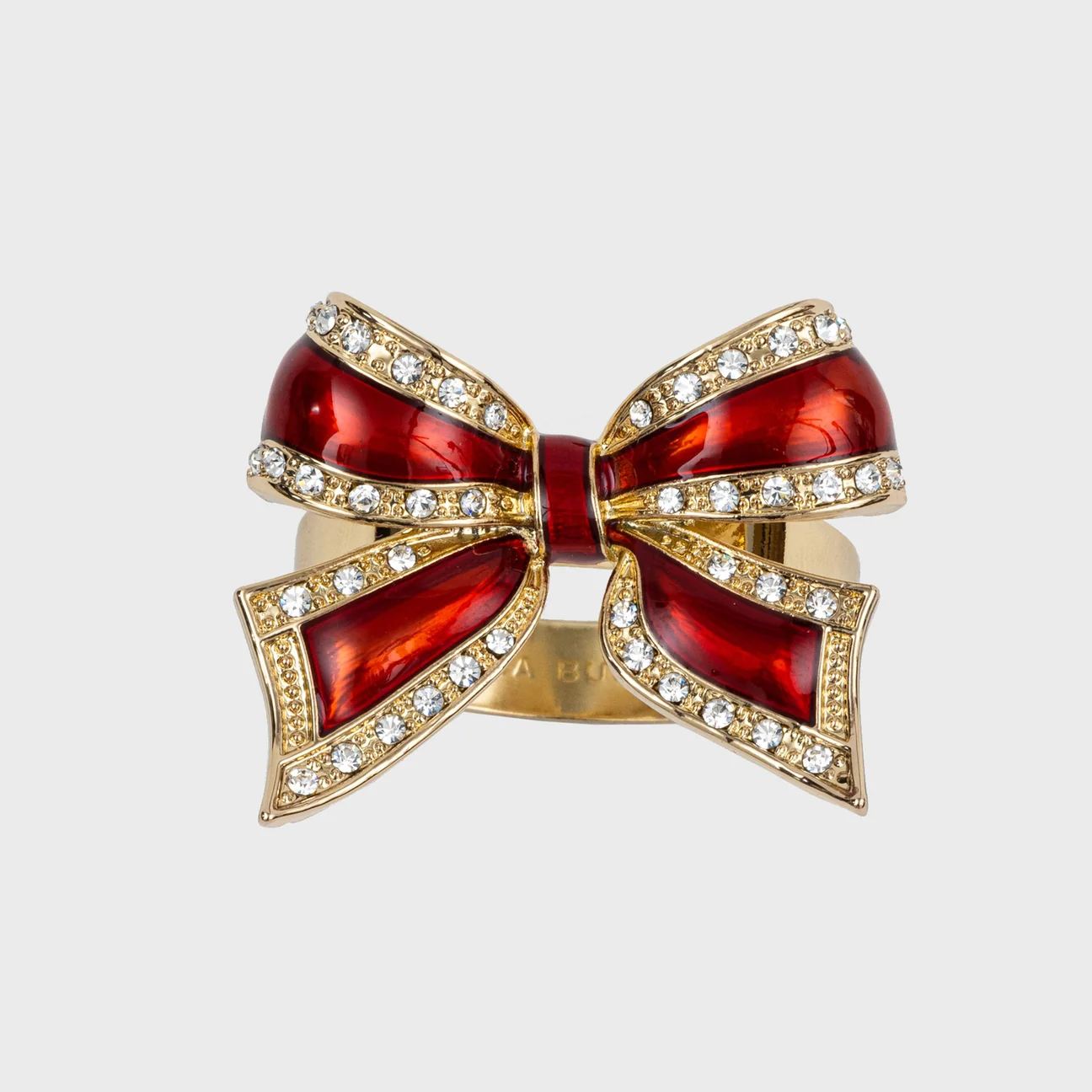 Enamel Bow Red Napkin Rings, Set of 4
