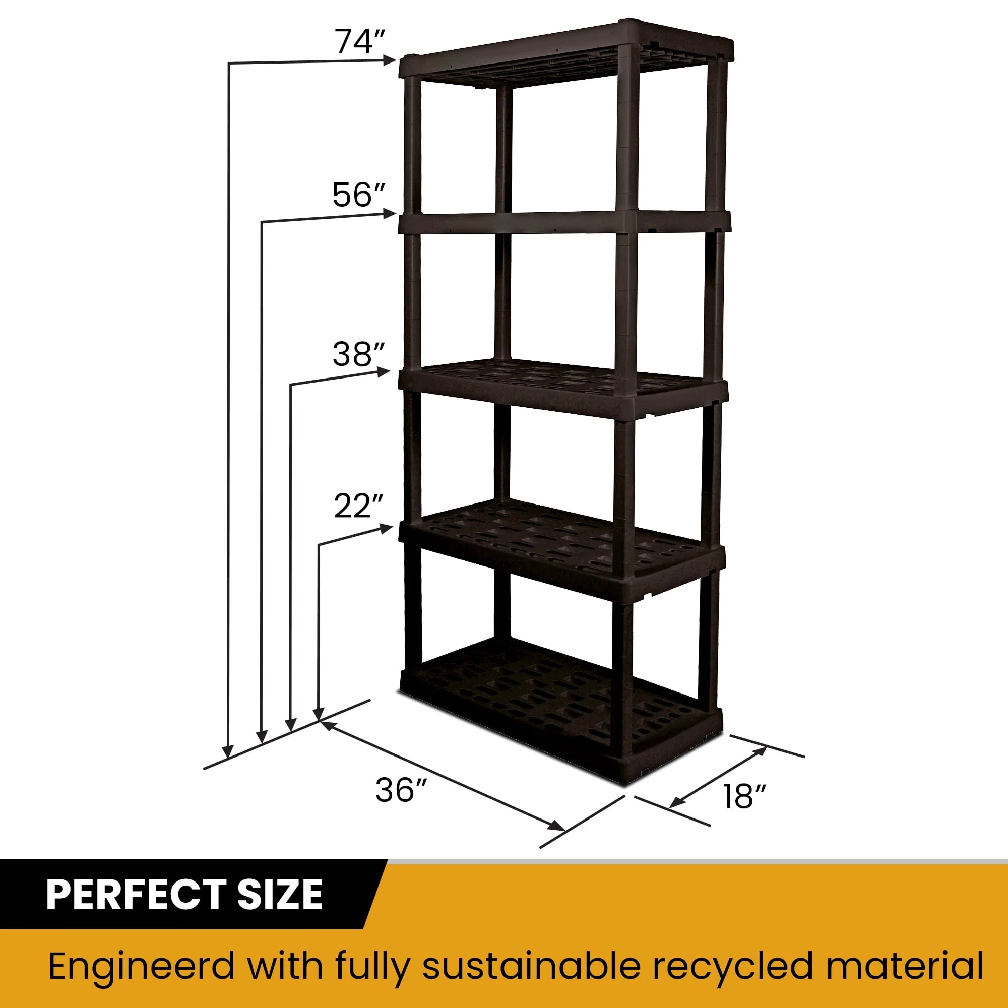 Hyper Tough Large 5-Tier Shelving Unit, W36 x D18 x H74
