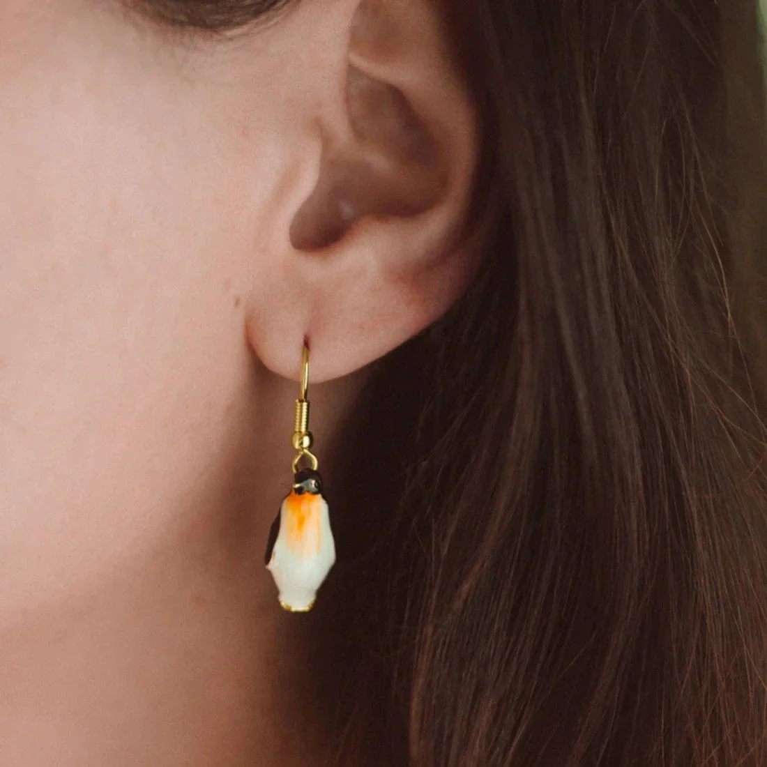 Enamelled Penguin Drop Earrings
