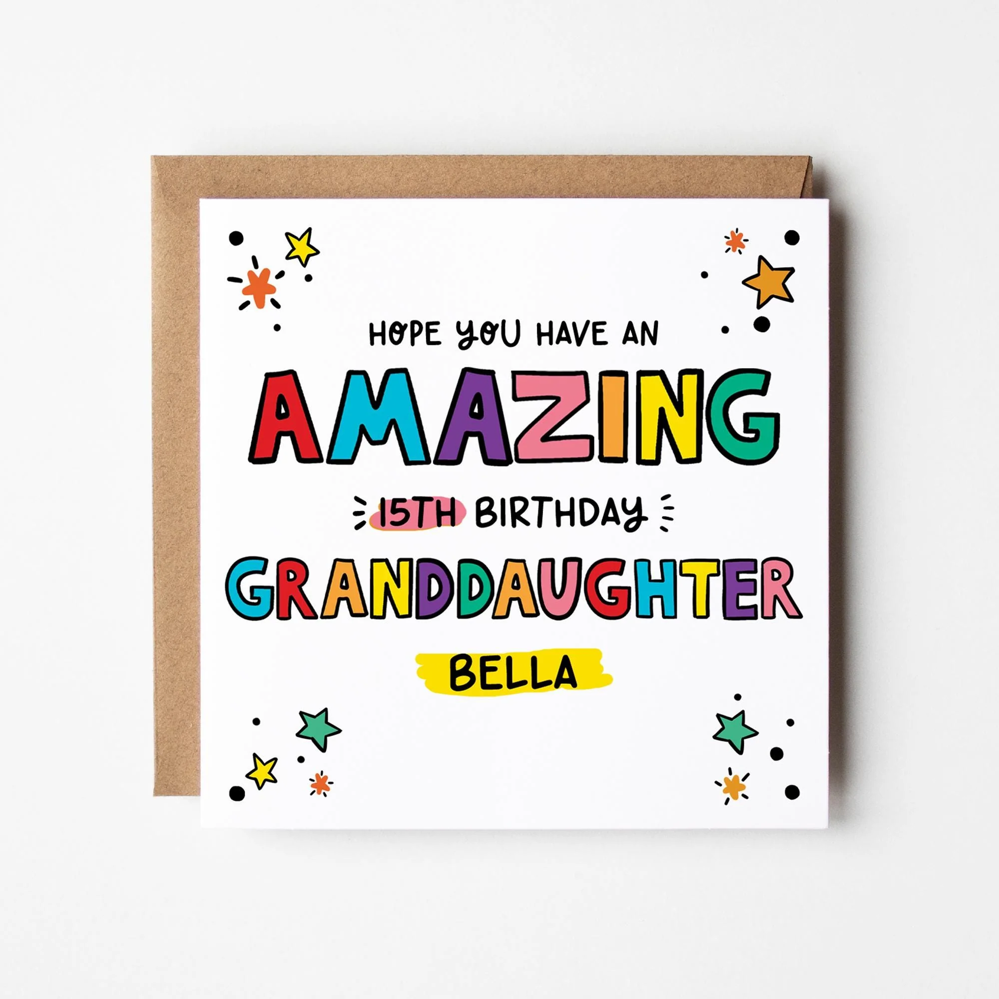 Granddaughter Birthday Card, Personalised Number Greeting Card With Envelope