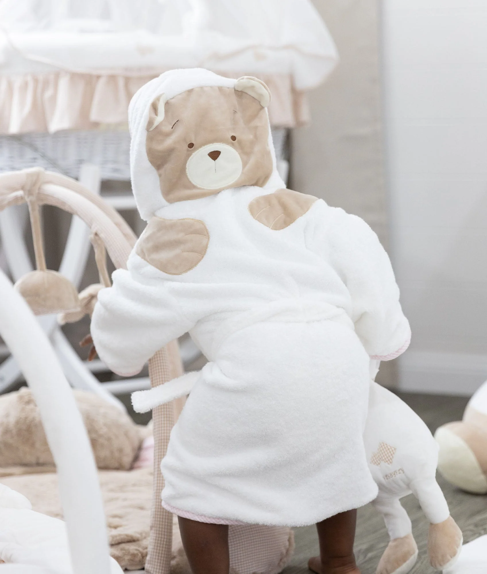 Hooded Bathrobe Towel | White & Blue