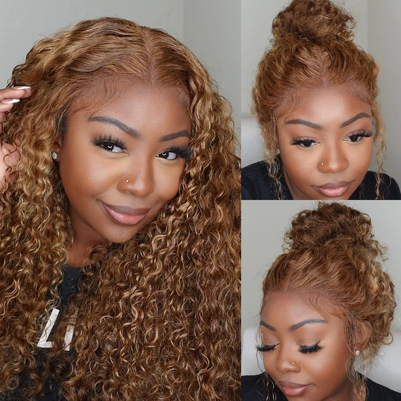 Flash Sale Upgraded Hidden Strap Snug Fit 360 Lace Frontal Wigs Affordable Highlight Water Wave Deep Wave Human Hair Wig 220%