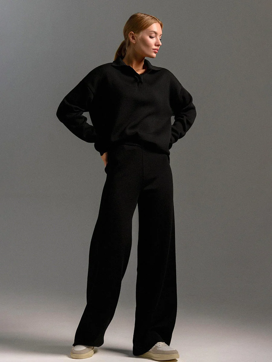 Women��s Relaxed Fit Lounge Set Chic Collared Design