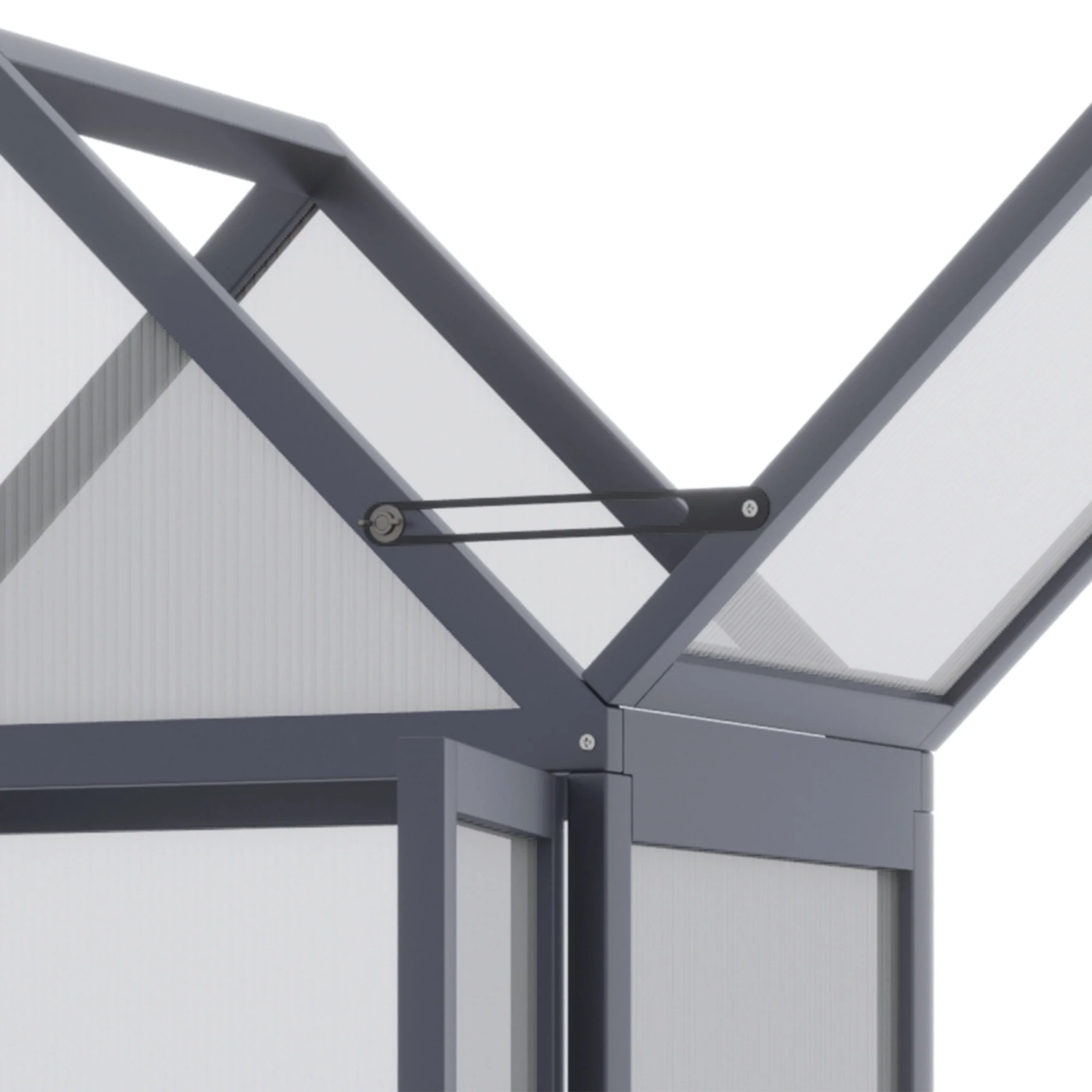 Outsunny kas met 3 planken, massief hout, behuizing van polycarbonaat, grijs, 70,5 x 42 x 132 cm