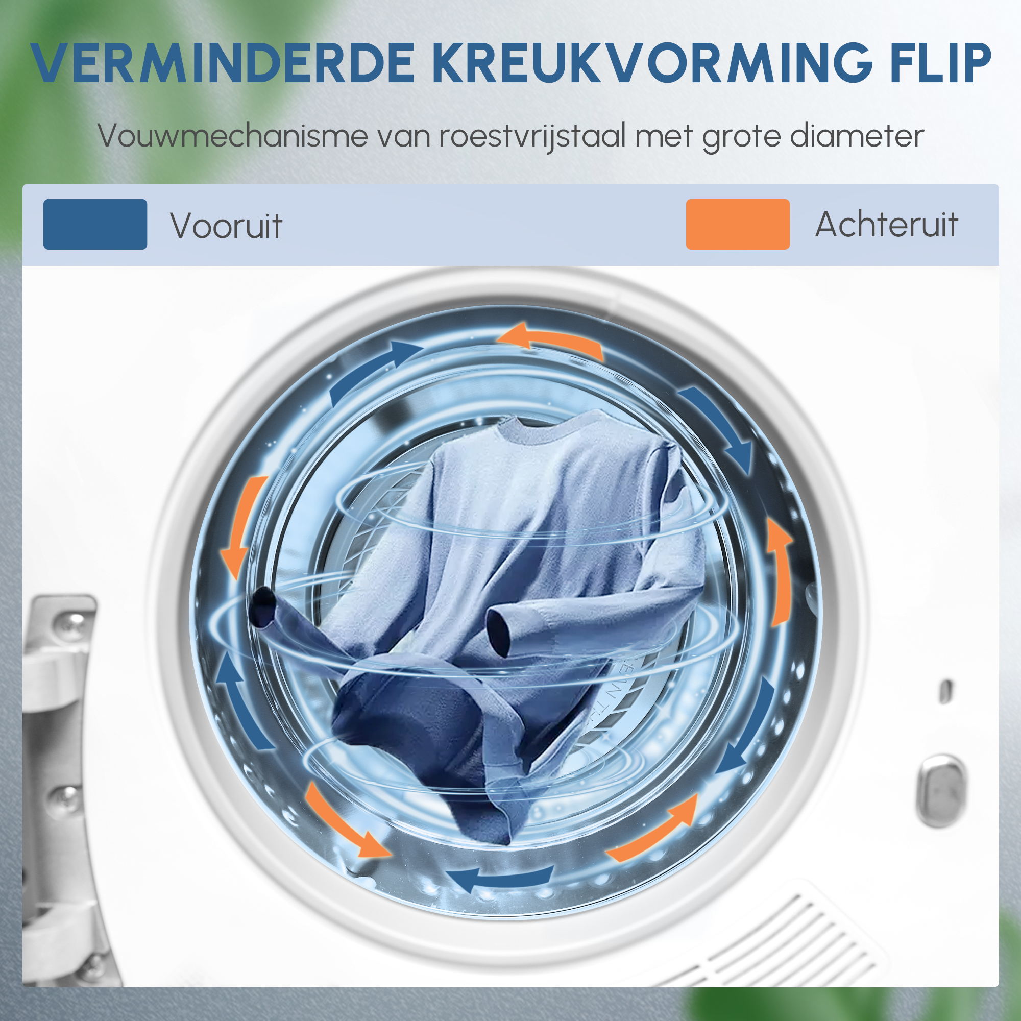 HOMCOM Wasdroger met UV-Desinfectie, Compact Ontwerp, 4 kg Capaciteit, Roestvrijstaal, Wit