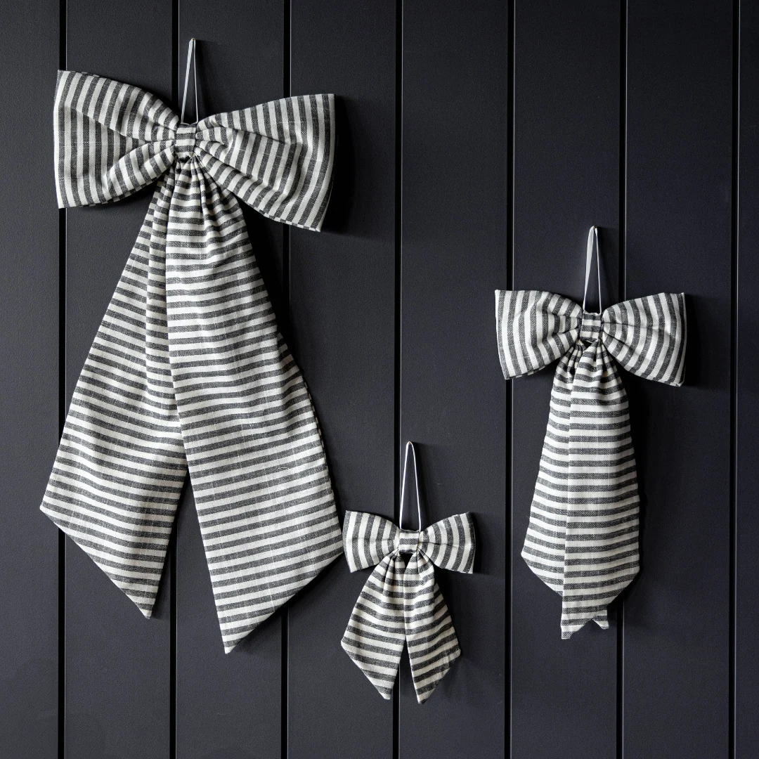 Striped Charcoal Fabric Bows
