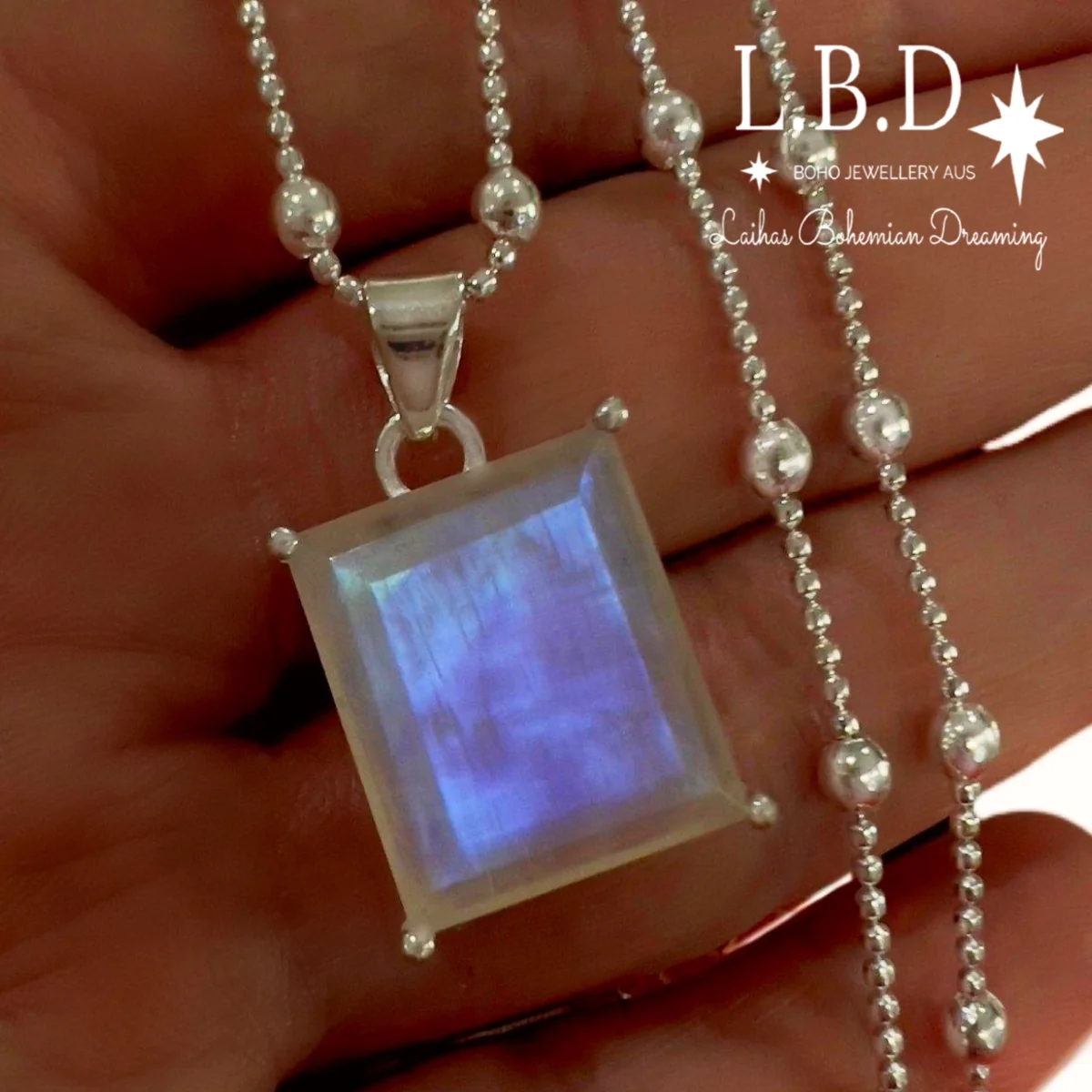 Laihas Miraculous Emerald Cut Moonstone Necklace