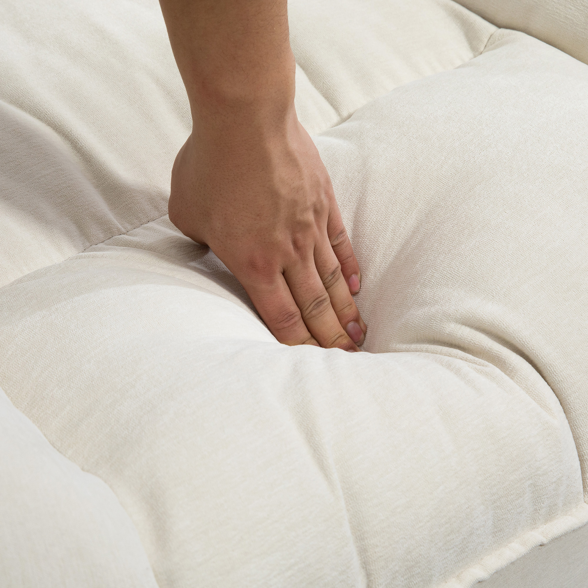 HOMCOM Relaxfauteuil, verstelbaar, 104x100x102cm/164x76cm, Crème Wit