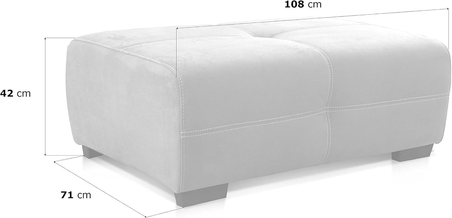 Cavadore Hocker Mavericco / XXL Sofahocker im modernen Design / Mikrofaser / Passend zu Big Sofa und Ecksofa Mavericco / 108 x 71 x 41 cm (BxHXT) / Mikrofaser Grau