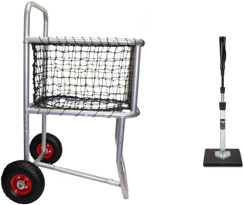 Armadietto portapalle professionale con ruote, carrello portapalle sportivo con ruote, portaoggetti per baseball per sport indoor e outdoor, palestra, scuola, club, nero, 45'' L x 61'' L x 114'' A
