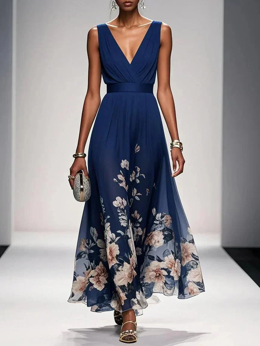 Womena??s Floral Print Dress Elegant A-Line Style for Weddings