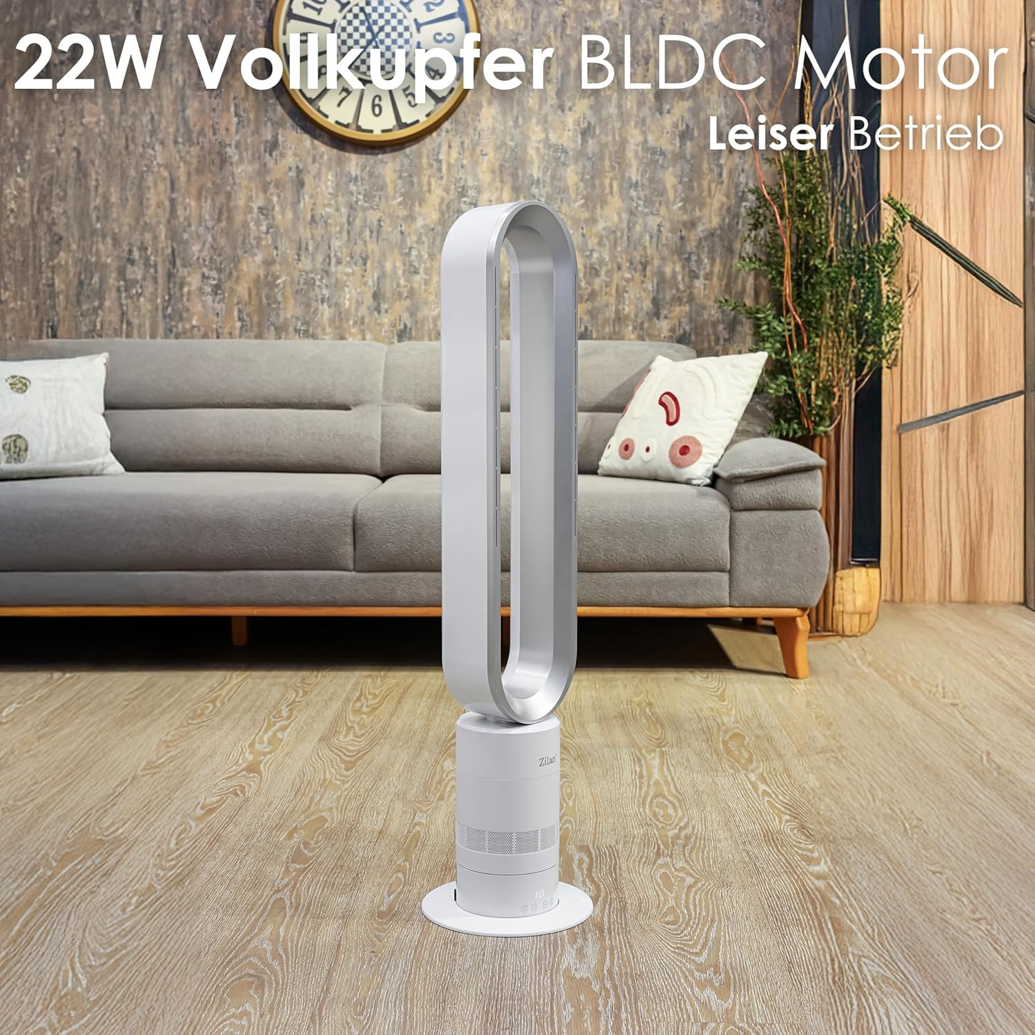 Zilan Ventilatore a torre, motore BLDC a risparmio energetico con telecomando, ventilatore a risparmio energetico, oscillante, molto silenzioso, design, ventilatore a piantana, 10 velocità, ventilatore a colonna con raffreddamento, Tower Fan