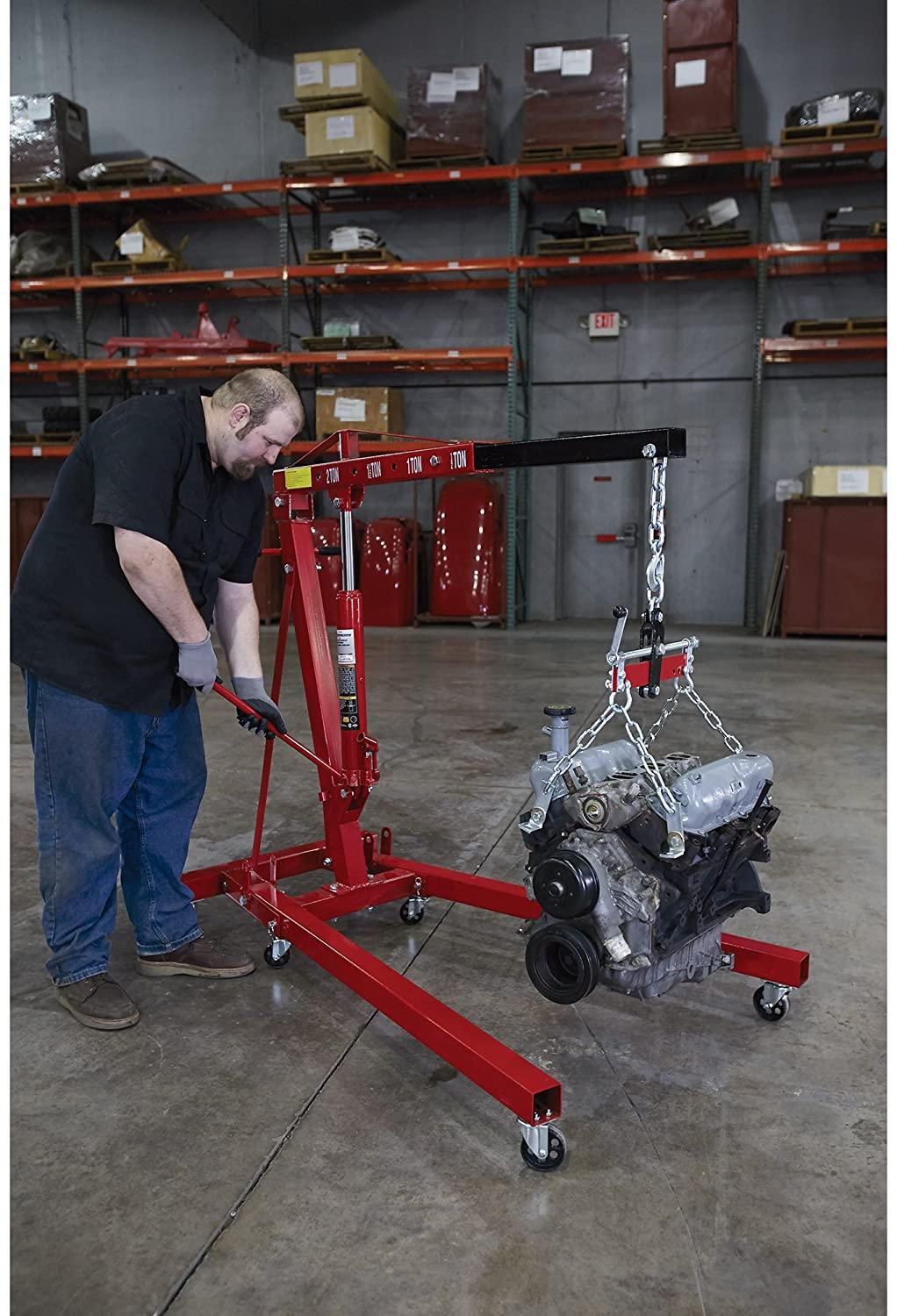 Strongway Hydraulic Engine Hoist with Load Leveler �C 2-Ton Capacity, 1in.-82 5/8in. Lift Range