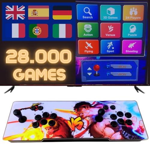 Macchina Arcade con 28000 giochi retrò e giochi 3D con LED che cambiano colore, sistema audio e joystick ovali : Giochi e giocattoli