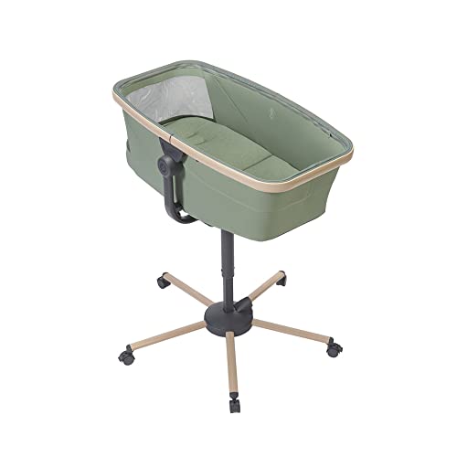 Maxi Cosi Alba Culla Neonato Reclinabile e Regolabile in Altezza, Evolutiva Trasformabile in Seggiolone Pappa, 100% Tessuti Riciclati, per Bambini 0 mesi   3 anni (15 kg), Beyond Green : Prima infanzia