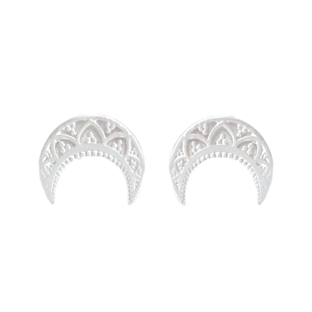 Laihas La Luna Crescent Moon Sterling Silver Stud Earrings