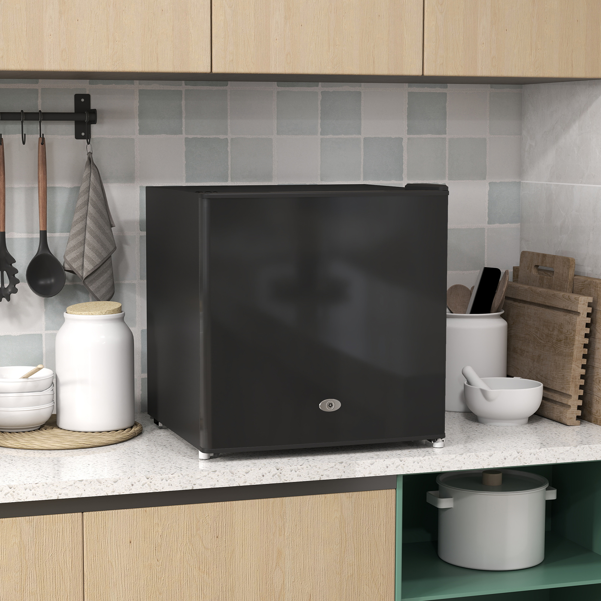 HOMCOM Mini-Vriezer 35 L Vriesbox Elektrisch Vrijstaand 45 W Mini Vriezer 47 x 44,2 x 48,8 cm Zwart