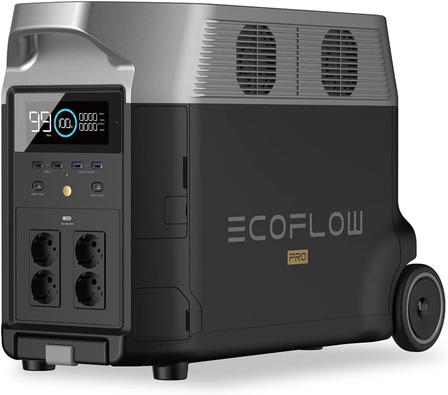 Generatore di energia portatile ECOFLOW DELTA Pro, 3,6 kWh-25 kWh, il prodotto è inutilizzato, solo una parte dell'imballaggio è difettosa (Ricondizionato)