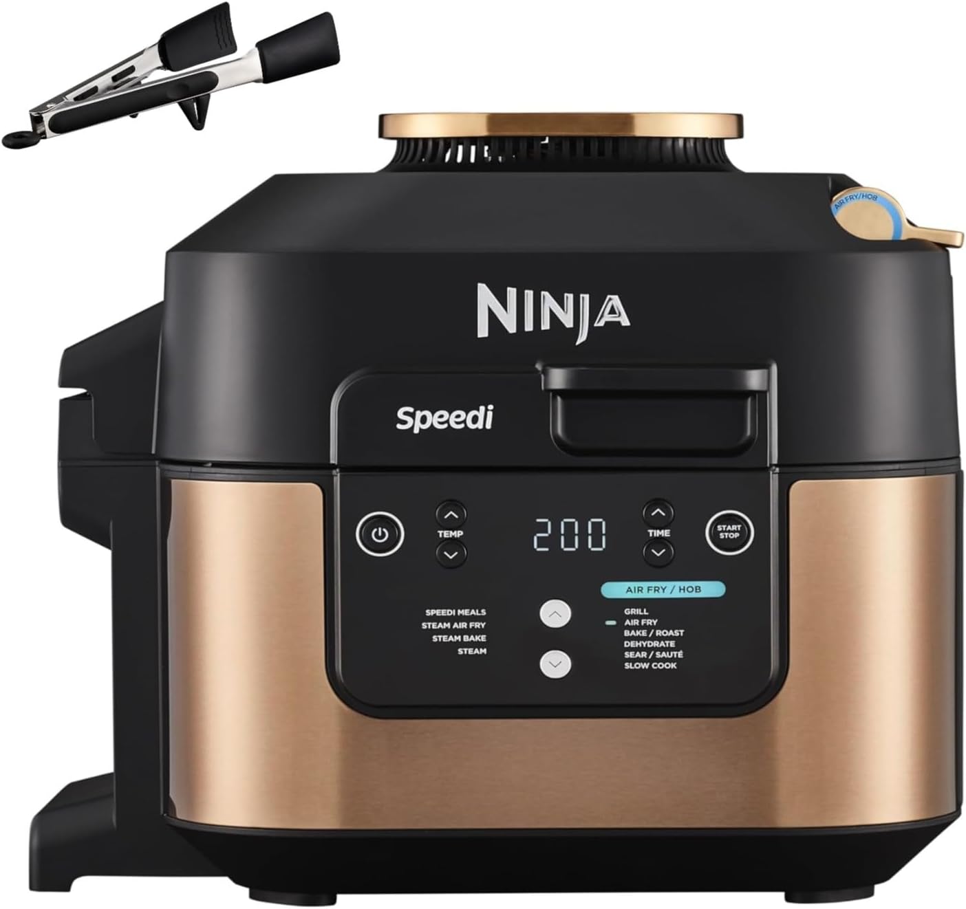 Ninja Speedi ON400EUCP 10 in 1 Quick Electric Fryer 5.7 L Meals for 4 in 15 Minutes, Air Frying and Steaming, Black/Copper, Black