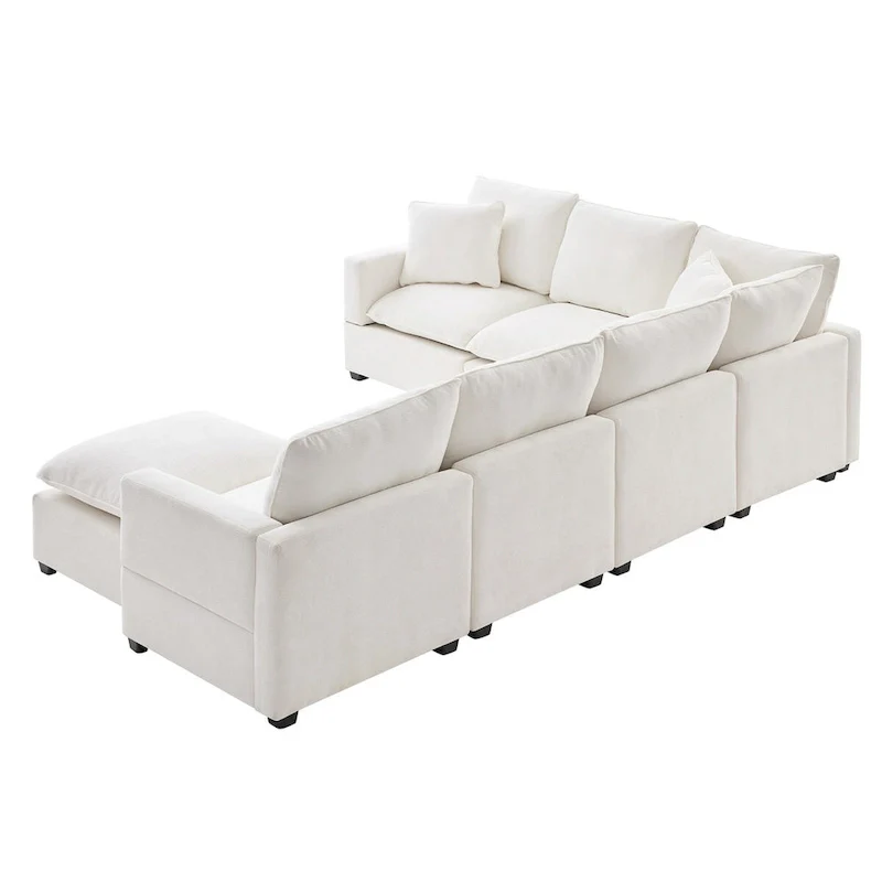 Nestfair Modern U Shape Modular Sofa 7 Seat Chenille Sectional Couch Set with 2 Pillows Included