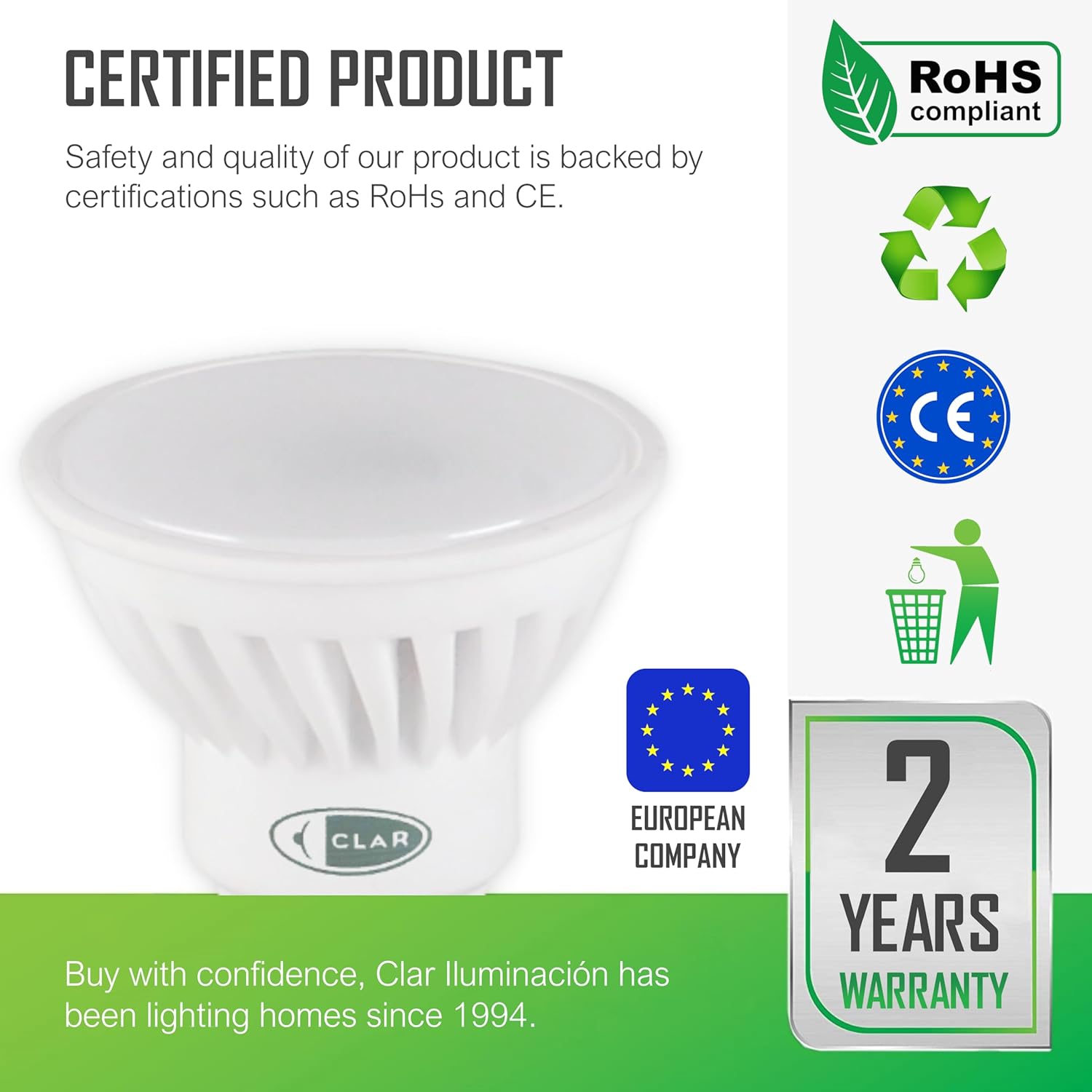 CLAR - GU10 LED Leuchtmittel 10W, LED Lampe GU10, Kaltweiß 6000K (100er Pack)
