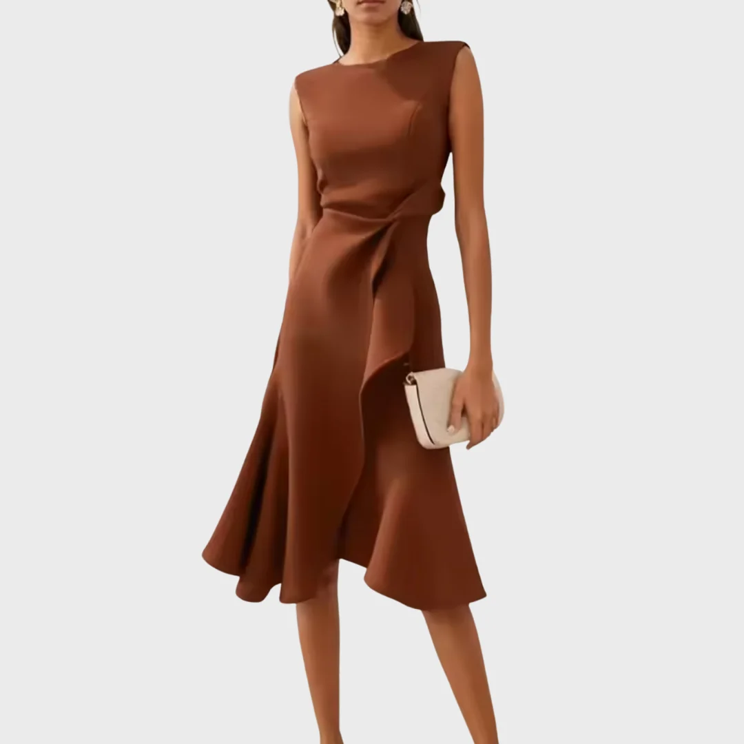 Women��s Asymmetric Midi Dress Elegant Draped Summer Style
