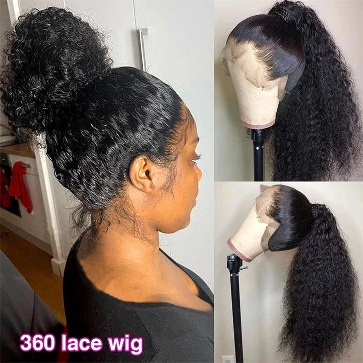 Skin Melt Lace Kinky Curly 360 Lace Frontal Human Hair Wig Preplucked with Baby Hair