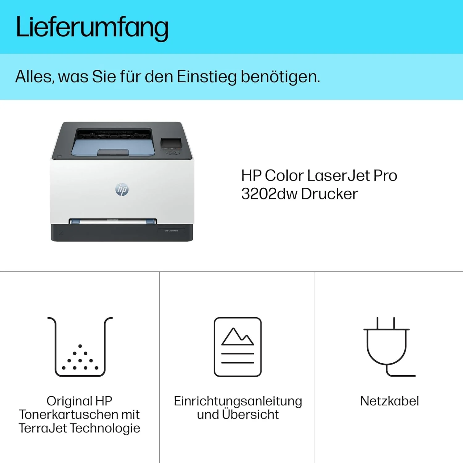 Stampante laser multifunzione a colori HP Color LaserJet Pro MFP 3302fdwg, Fax, Stampa automatica fronte/retro, Touchscreen, Wi-Fi, Ethernet, USB, HP Wolf Pro Security
