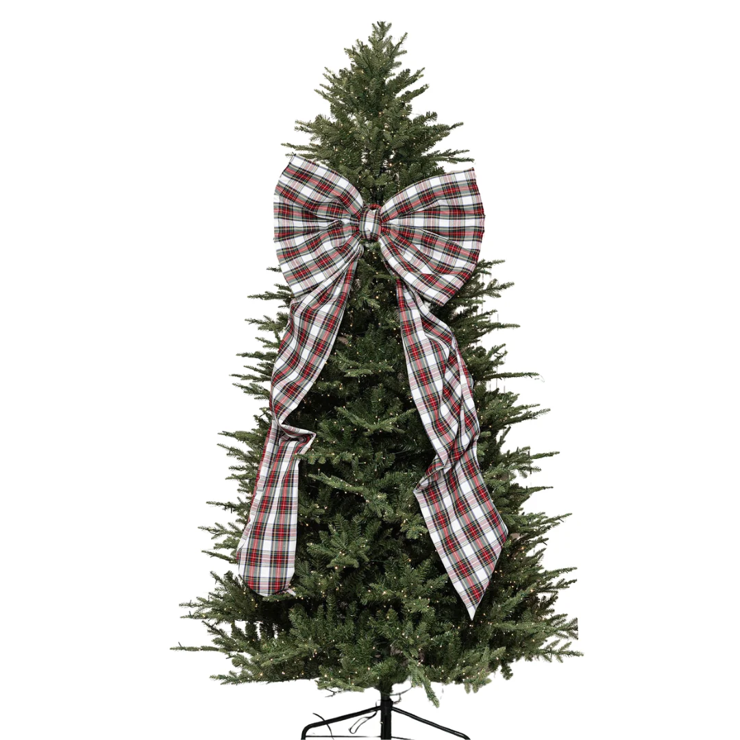 Holiday Red Plaid Oversized Bow Large