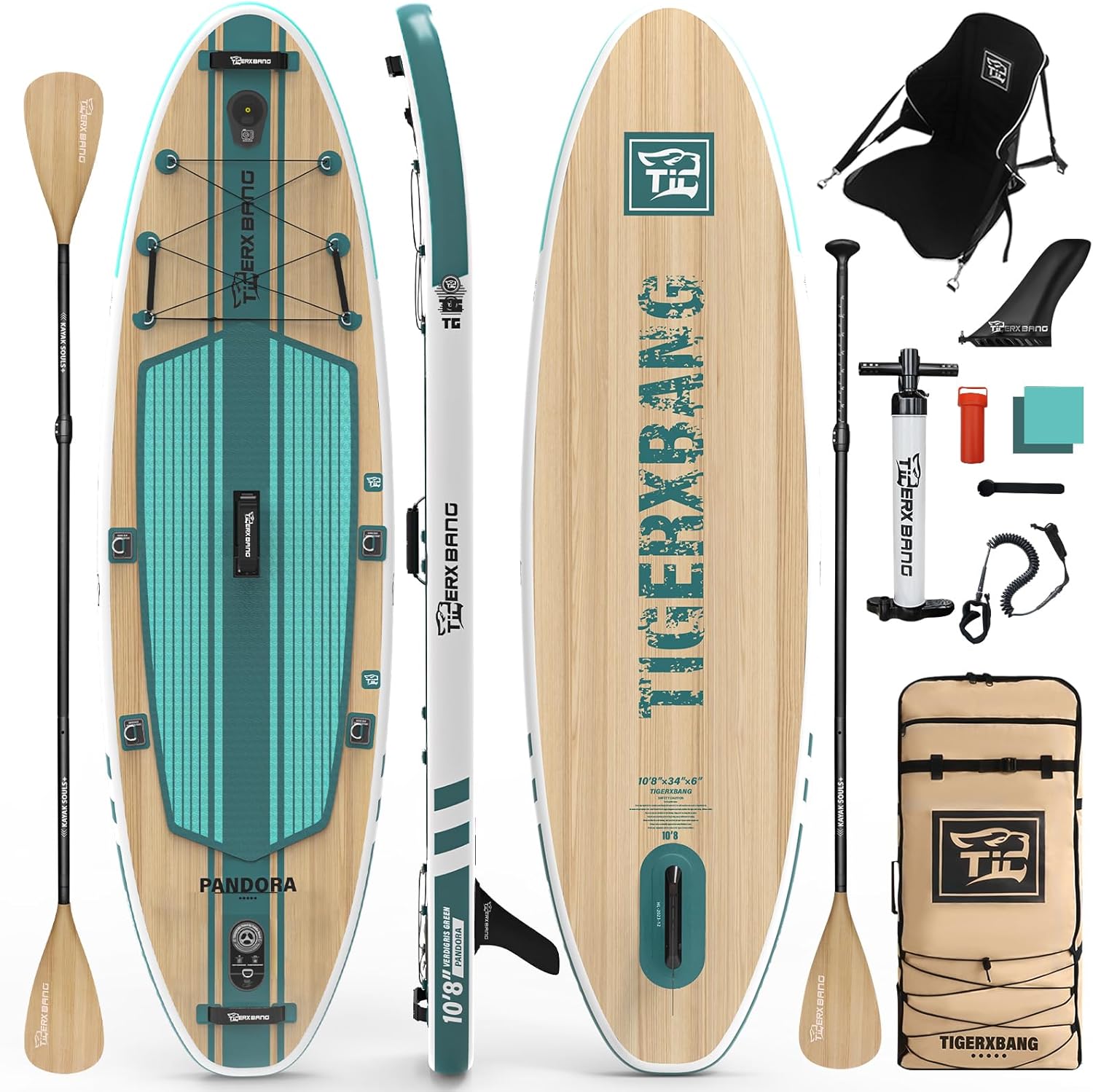 TIGERXBANG SUP Gonfiabile Adulti, tavola da paddle board da 330cm con accessori premium completi per SUP gonfiabile, paddleboard extra larghe per adulti e bambini - Collezione Pandora