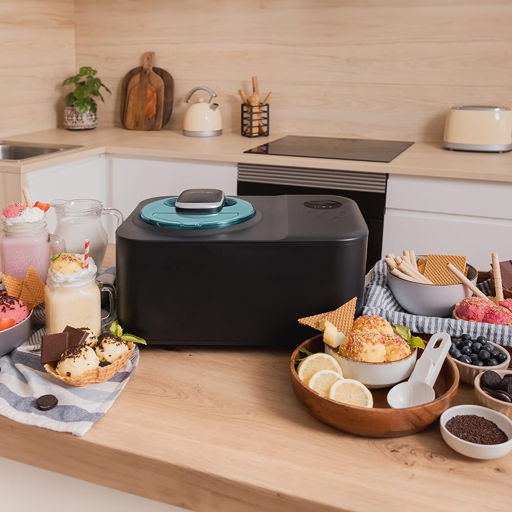 Cecotec Eismaschine mit 1,2 L Kompressor Gelacy 1200 Touch. 110 W, Eiscreme-Maschine, Touchscreen, Kontrollfenster, Entnehmbarer Motor, Eiscreme in 30 Minuten