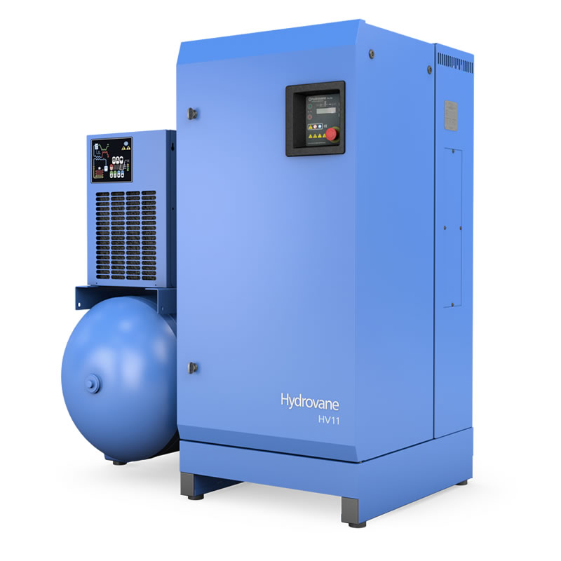 Hydrovane compressor 11kw, 400v, 10 bar, 272L Ketel, met Ingebouwde Koeldroger