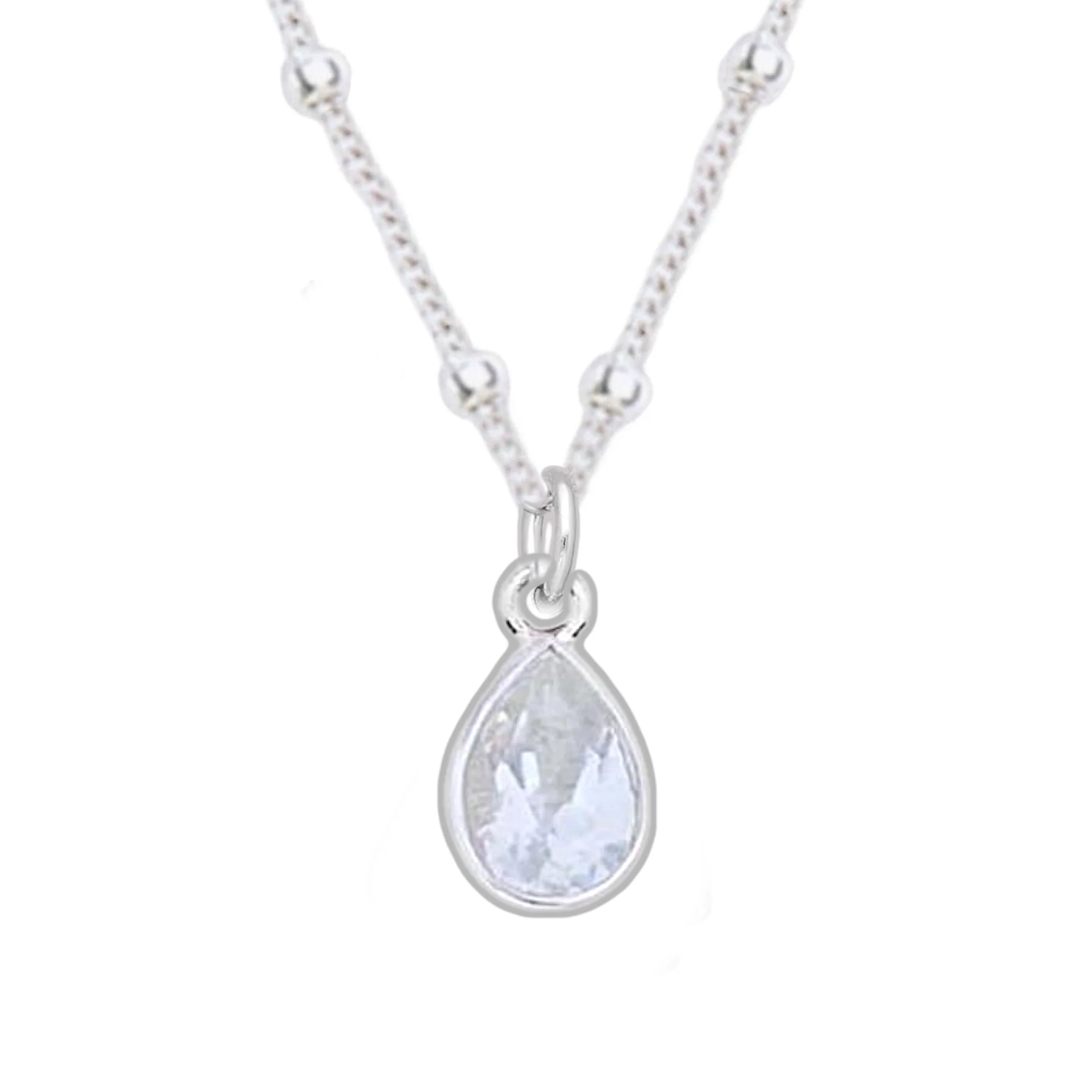 Laiha Bell Mini Droplet Clear Crystal Quartz Necklace