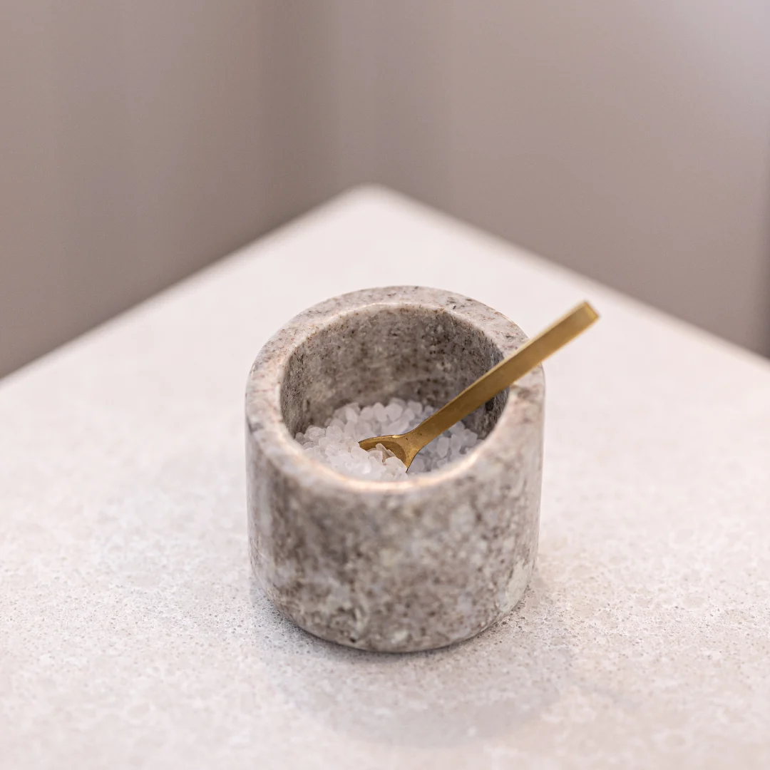 Grey Marble Salt Cellar With Spoon