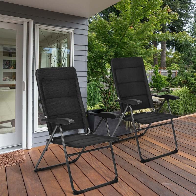2 Pack Folding Patio Chairs 7 Position Adjustable Lawn Chair Recliner Camping Chair Compact Outdoor Sling Chair Fully Assembly - Comfortable And Ergonomic Design
