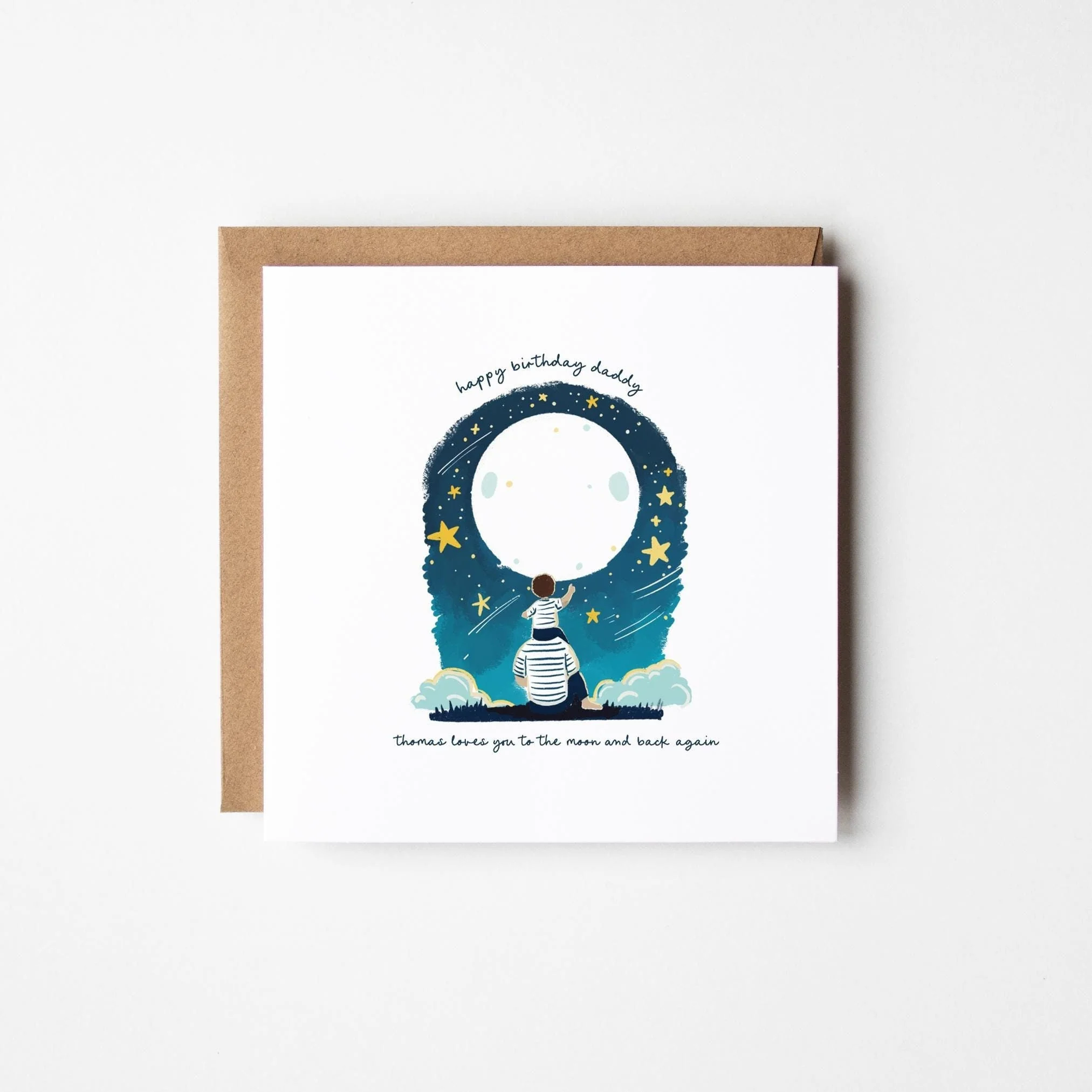 Happy Birthday Daddy Card a?�� Love You to The Moon and Back Birthday Card For Daddy a?�� Cute Personalised Card For Daddy a?��