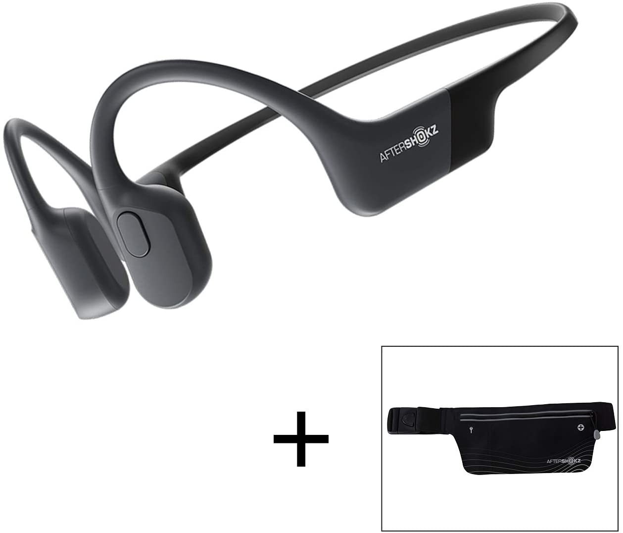 AfterShokz Aeropex Open-Ear Wireless Bone Conduction Headphones with Sport Belt Cosmic Black 2.3